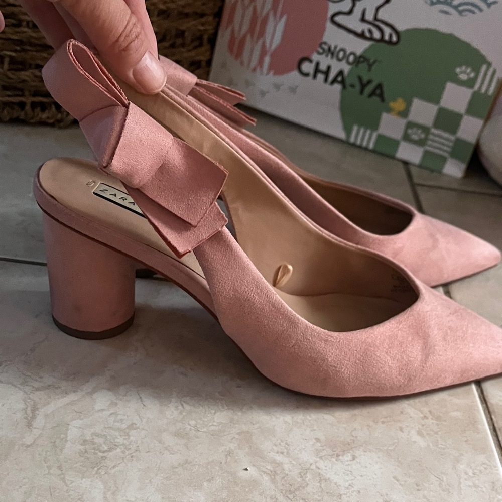 Zara Blush Pink Pointed Slingback Heels - Picture 4 of 4